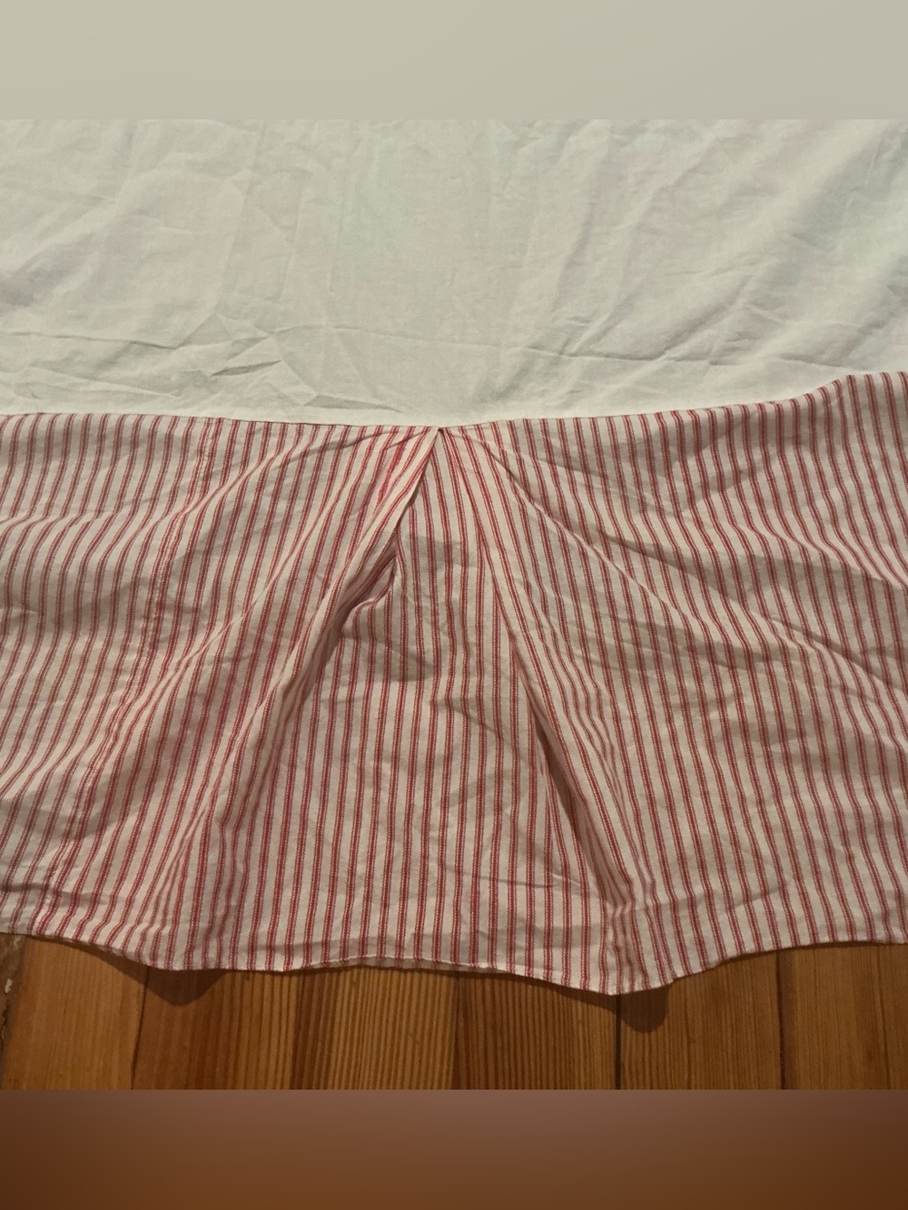 Vintage 100% Cotton Ticking Bedskirt
